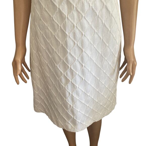 White House Black Market Dress Womens Size 8 White Textured Feel Summer Spring - Picture 7 of 12